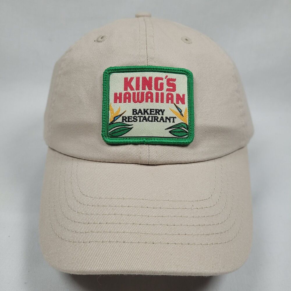 Kings Hawaiian Bakery Hat Tan Beige Restaurant Patch 75th Anniversary Crown NWOT